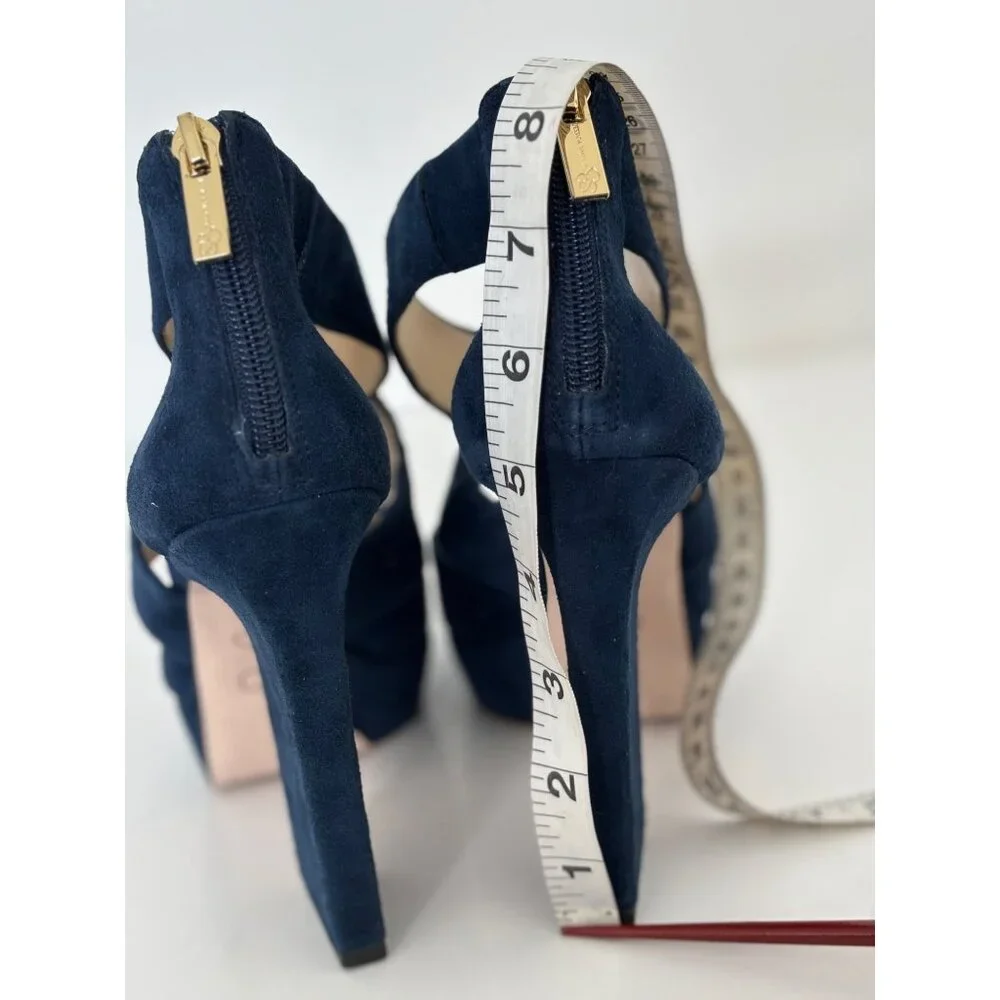 Jessica Simpson Heels 51/2 Suede Platform Chunky Block Y2K Night Out Studio 54 - Picture 9 of 15